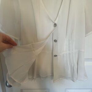 Wilfred Sheer White Button-Up Blouse